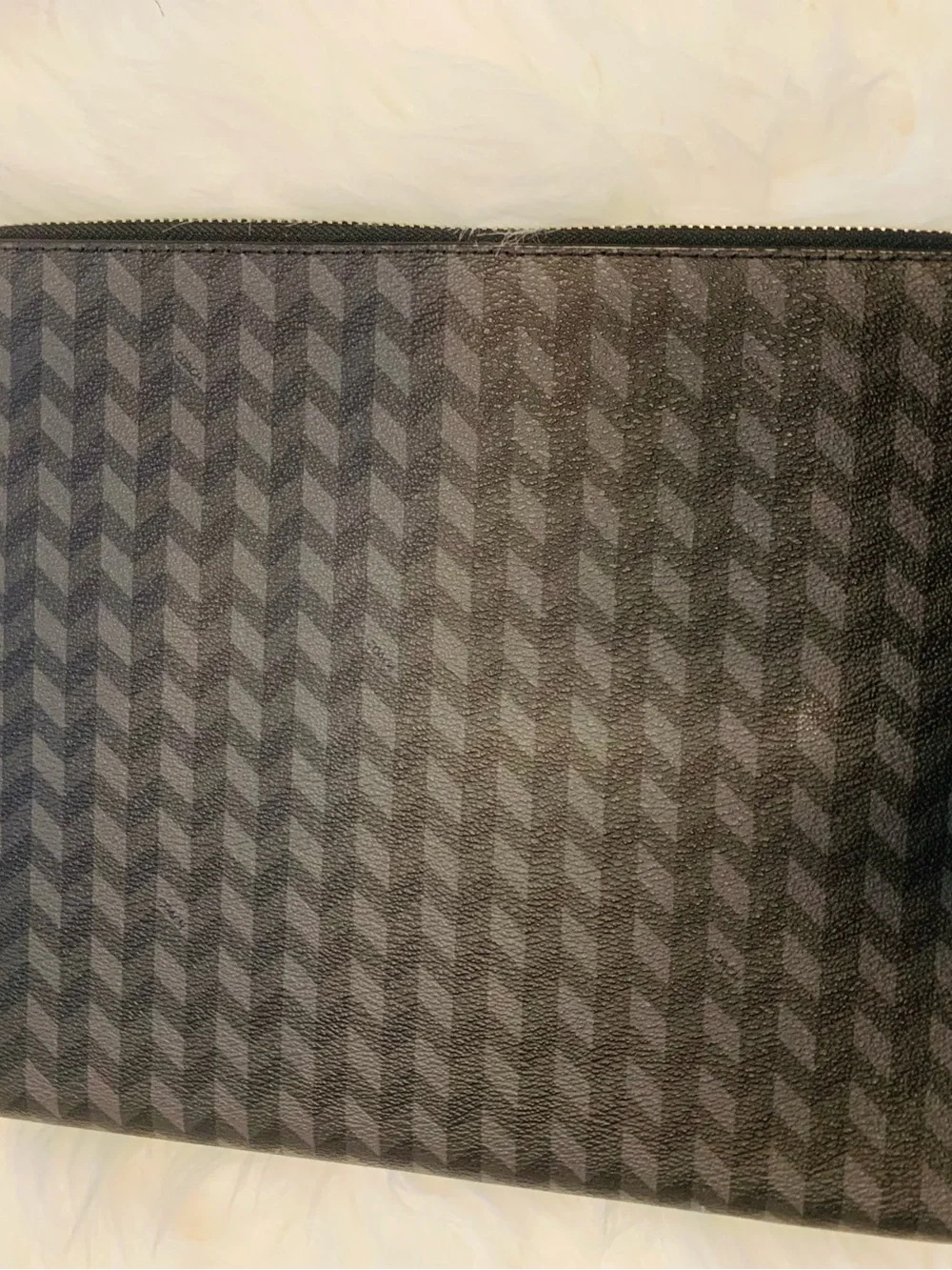 COACH ZIP AROUND TECH CASE PORTFOLIO BLACK GREY HERRINGBONE